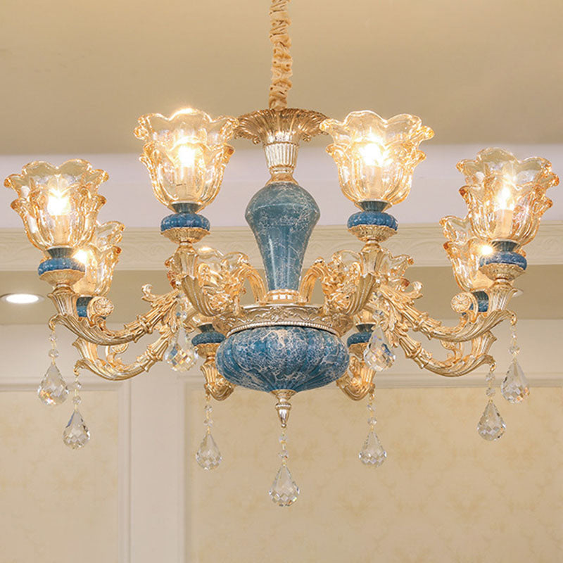 Swooping Arm Living Room Pendant Chandelier Rustic Metal Gold - Rebooters