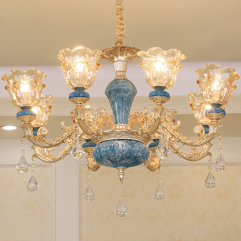 Swooping Arm Living Room Pendant Chandelier Rustic Metal Gold - Rebooters