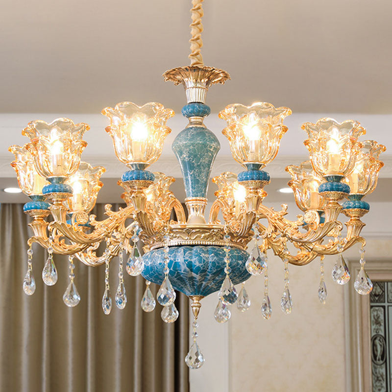 Swooping Arm Living Room Pendant Chandelier Rustic Metal Gold - Rebooters