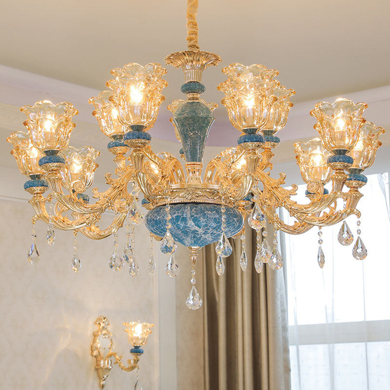 Swooping Arm Living Room Pendant Chandelier Rustic Metal Gold - Rebooters