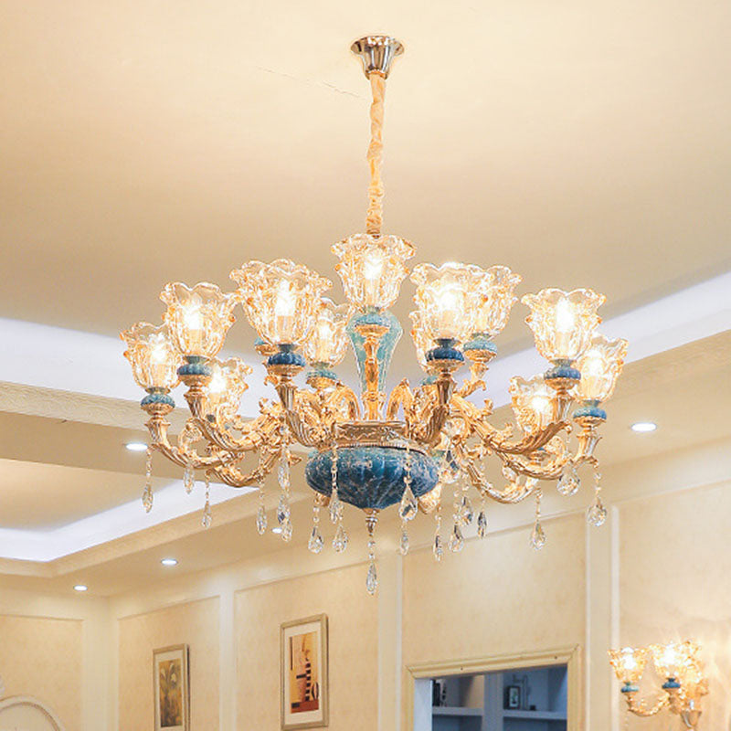 Swooping Arm Living Room Pendant Chandelier Rustic Metal Gold - Rebooters
