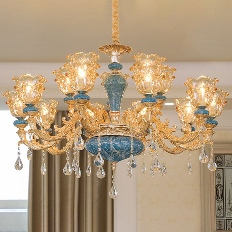 Swooping Arm Living Room Pendant Chandelier Rustic Metal Gold - Rebooters