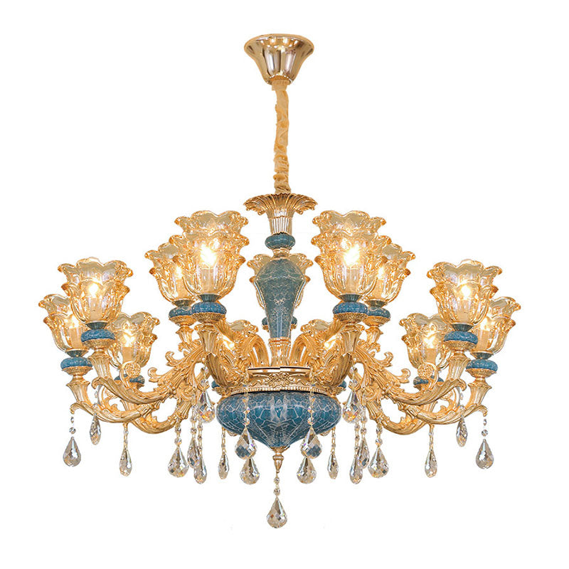 Swooping Arm Living Room Pendant Chandelier Rustic Metal Gold - Rebooters