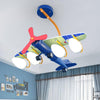 Blue Propeller Plane Chandelier 4 Bulbs for Kids Bedroom - Rebooters