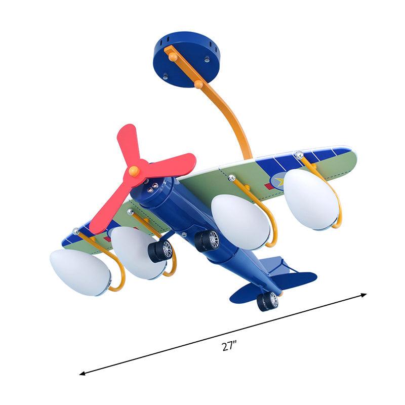 Blue Propeller Plane Chandelier 4 Bulbs for Kids Bedroom - Rebooters