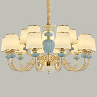 Barrel Living Room Chandelier Frosted Glass Simple Ceramics Pendant in Blue - Rebooters