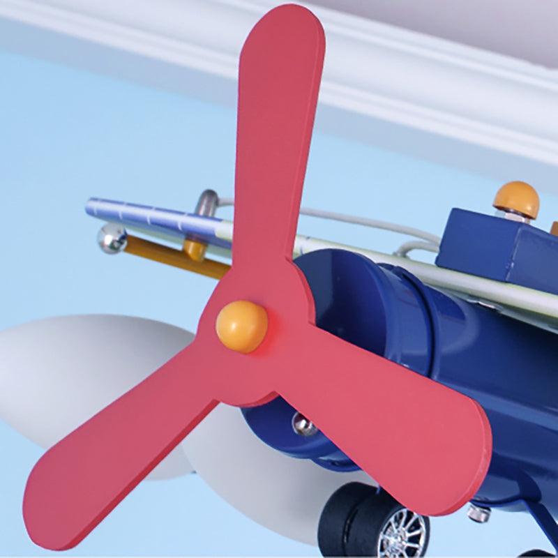 Blue Propeller Plane Chandelier 4 Bulbs for Kids Bedroom - Rebooters