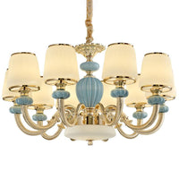 Barrel Living Room Chandelier Frosted Glass Simple Ceramics Pendant in Blue - Rebooters