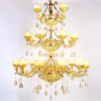 Petal Living Room Hanging Chandelier Amber Textured Glass - Rebooters