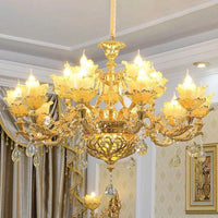 Petal Living Room Hanging Chandelier Amber Textured Glass - Rebooters