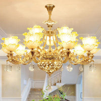 Petal Living Room Hanging Chandelier Amber Textured Glass - Rebooters