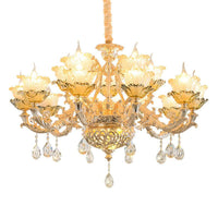 Petal Living Room Hanging Chandelier Amber Textured Glass - Rebooters