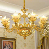 Petal Living Room Hanging Chandelier Amber Textured Glass - Rebooters