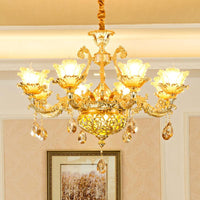 Petal Living Room Hanging Chandelier Amber Textured Glass - Rebooters