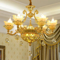 Petal Living Room Hanging Chandelier Amber Textured Glass - Rebooters