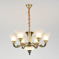 Bell Bedroom Chandelier Light Fixture White Frosted Glass Minimalistic Lamp Kit - Rebooters