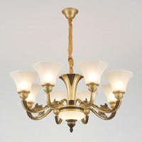 Bell Bedroom Chandelier Light Fixture White Frosted Glass Minimalistic Lamp Kit - Rebooters