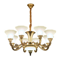 Bell Bedroom Chandelier Light Fixture White Frosted Glass Minimalistic Lamp Kit - Rebooters