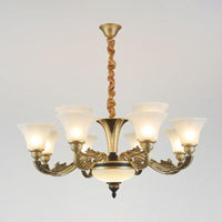 Bell Bedroom Chandelier Light Fixture White Frosted Glass Minimalistic Lamp Kit - Rebooters