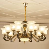 Bell Chandelier Lighting Simplicity Frosted Ribbed Glass Light - Rebooters