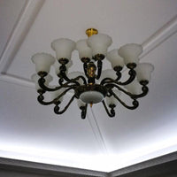 Bell Chandelier Lighting Simplicity Frosted Ribbed Glass Light - Rebooters