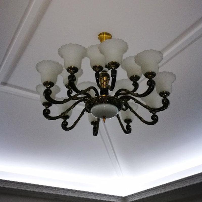 Bell Chandelier Lighting Simplicity Frosted Ribbed Glass Light - Rebooters