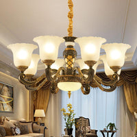 Bell Chandelier Lighting Simplicity Frosted Ribbed Glass Light - Rebooters