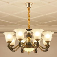 Bell Chandelier Lighting Simplicity Frosted Ribbed Glass Light - Rebooters