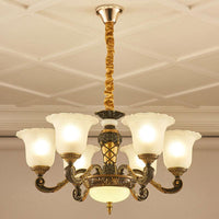 Bell Chandelier Lighting Simplicity Frosted Ribbed Glass Light - Rebooters