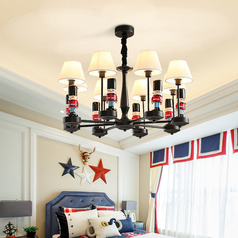 Empire Shade Chandelier Light Cartoon Fabric White Hanging Light - Rebooters