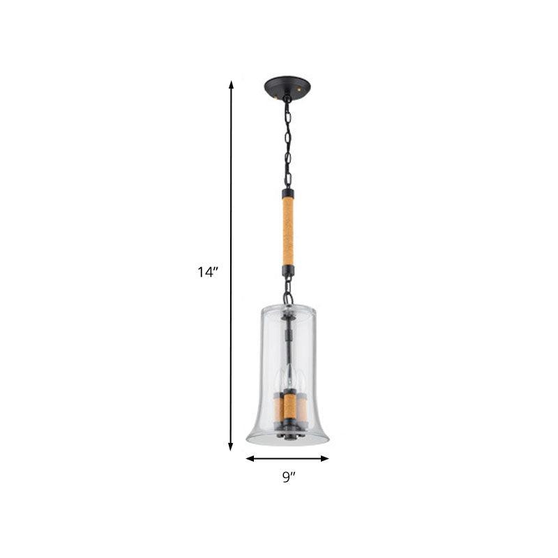 Bell Chandelier Light Traditional Clear Glass 3 Lights Ceiling - Rebooters