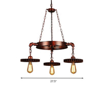 3/7 Heads Gear Pendant Lighting Open Bulb Antique Chandelier - Rebooters