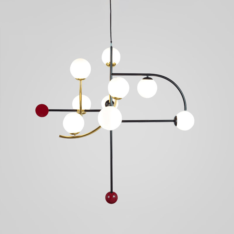 Modernity Ball Hanging Chandelier Opal Glass Living Room Lamp - Rebooters