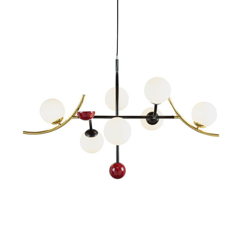 Modernity Ball Hanging Chandelier Opal Glass Living Room Lamp - Rebooters