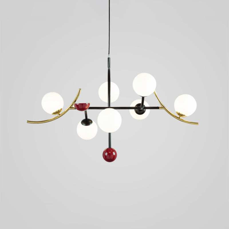 Modernity Ball Hanging Chandelier Opal Glass Living Room Lamp - Rebooters