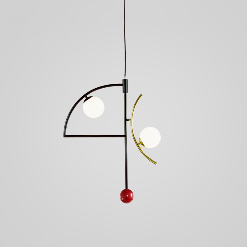 Modernity Ball Hanging Chandelier Opal Glass Living Room Lamp - Rebooters