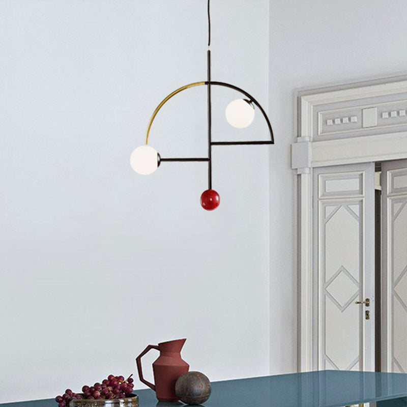 Modernity Ball Hanging Chandelier Opal Glass Living Room Lamp - Rebooters