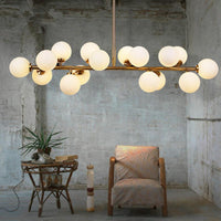 Ball Dining Room Pendant Light Kit Cream Glass Chandelier - Rebooters