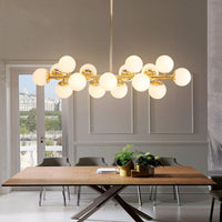 Ball Dining Room Pendant Light Kit Cream Glass Chandelier - Rebooters
