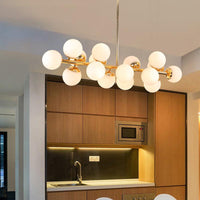 Ball Dining Room Pendant Light Kit Cream Glass Chandelier - Rebooters