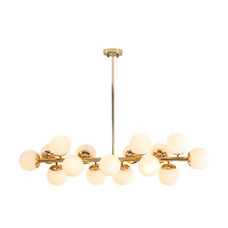 Ball Dining Room Pendant Light Kit Cream Glass Chandelier - Rebooters