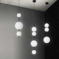 Ball Dining Room Pendulum Light Cream Glass LED Modernity Chandelier - Rebooters