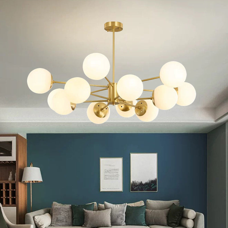 Radial Hanging Chandelier Nordic Metal Living Room Lamp Brass - Rebooters