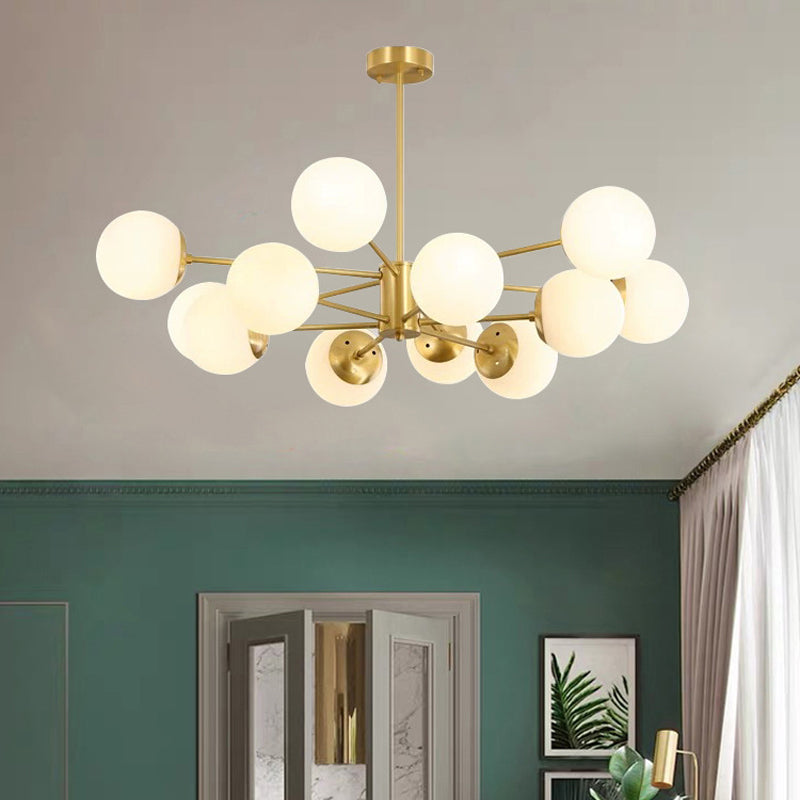 Radial Hanging Chandelier Nordic Metal Living Room Lamp Brass - Rebooters