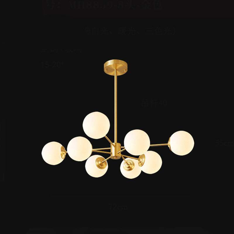 Radial Hanging Chandelier Nordic Metal Living Room Lamp Brass - Rebooters