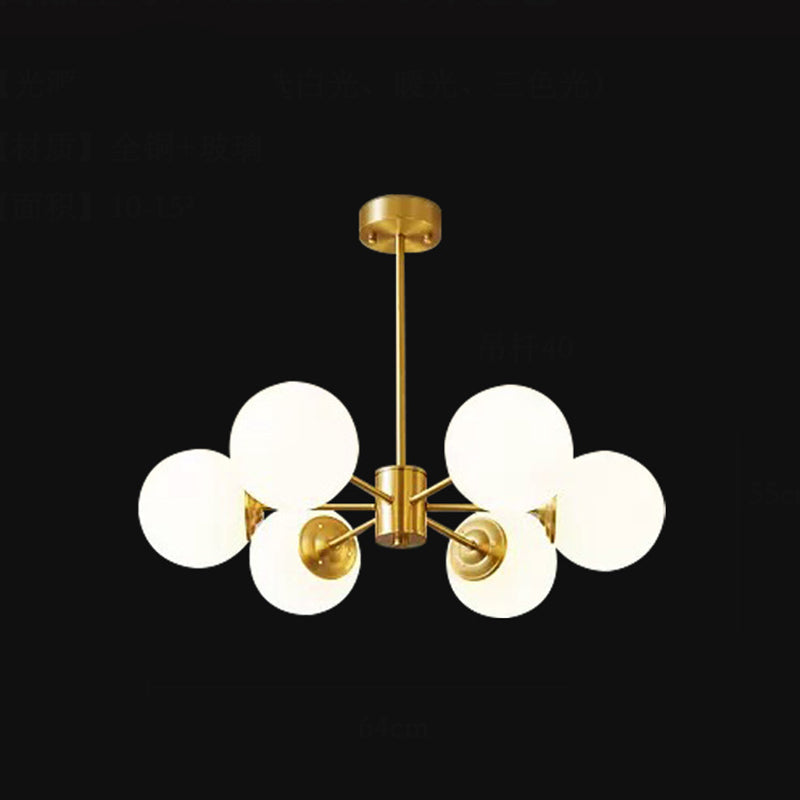 Radial Hanging Chandelier Nordic Metal Living Room Lamp Brass - Rebooters