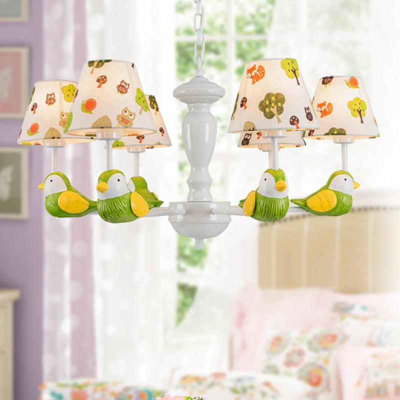 Green Bird Pendant Light with Tapered Shade Rustic Chandelier - Rebooters