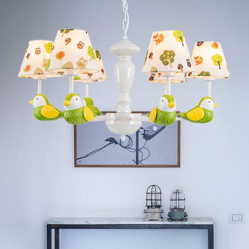 Green Bird Pendant Light with Tapered Shade Rustic Chandelier - Rebooters