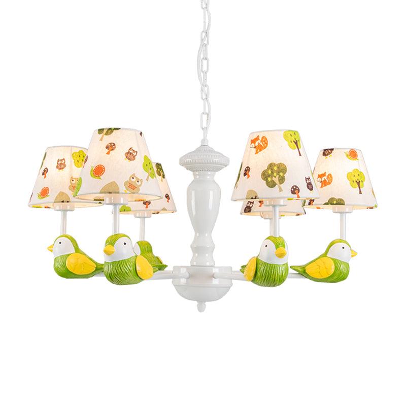 Green Bird Pendant Light with Tapered Shade Rustic Chandelier - Rebooters
