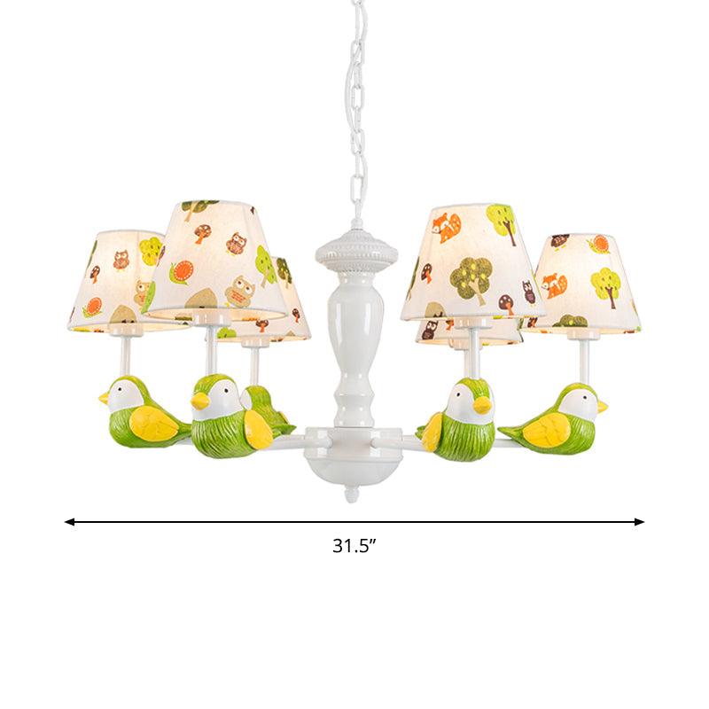 Green Bird Pendant Light with Tapered Shade Rustic Chandelier - Rebooters